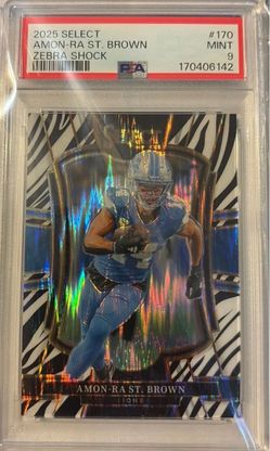 2025 Select Amon-Ra St. Brown Zebra Shock PSA 9