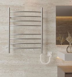 HEATGENE Towel Warmer 8 Bar Plug-in Curved Bath Towel Heater Towel Warmer