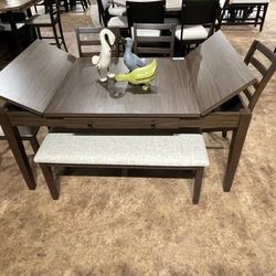 6PC Brown Dining Table Set