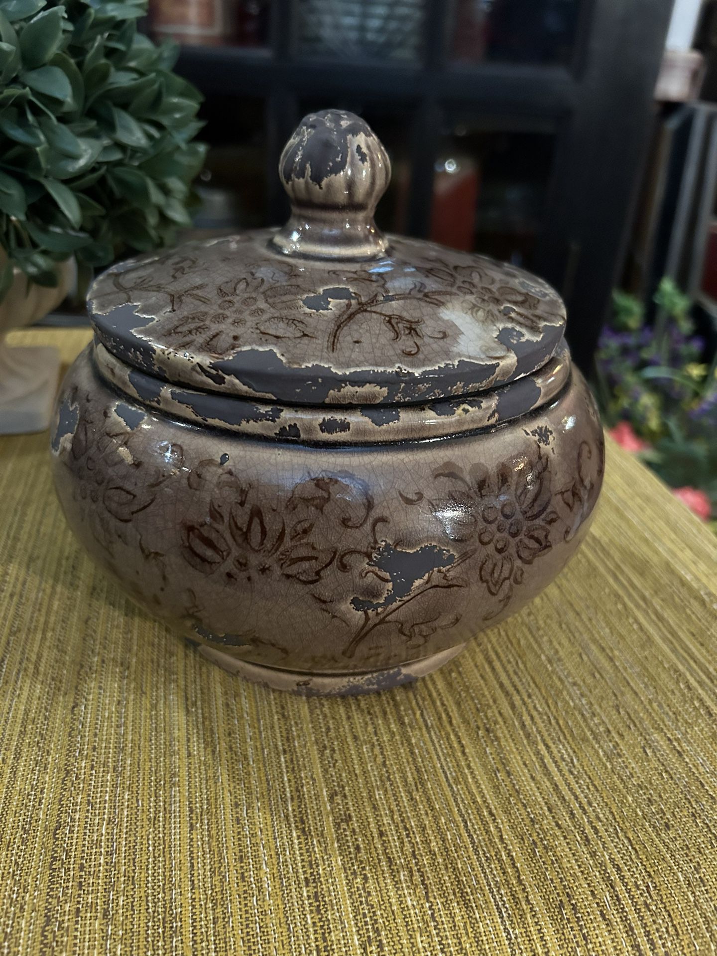 Asian Ceramic Vase With Lid 