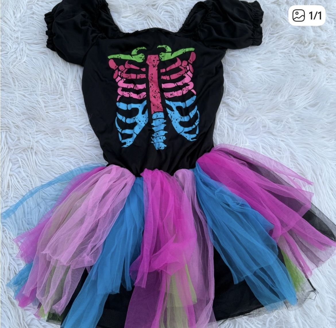 Girls Skeleton Dress Costume 