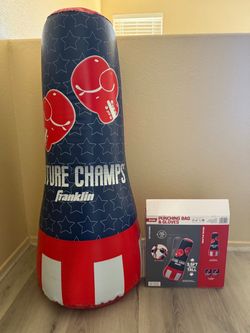 Franklin Sports Inflatable Kids Punching Bag + Boxing Gloves Set