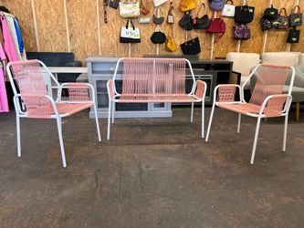 New modern patio set pink white