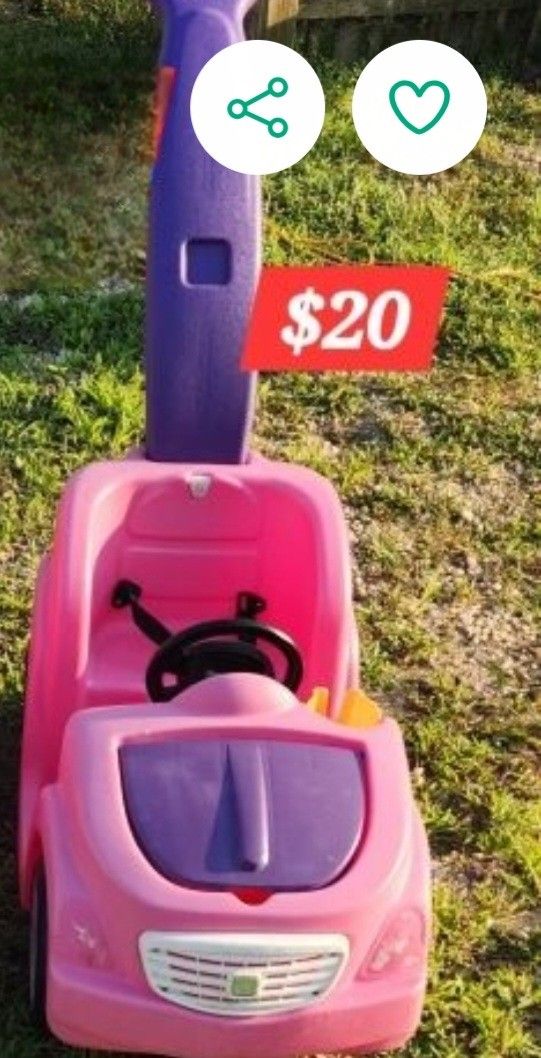 Pink Push Ride On Car