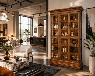 Rare Vintage Display Cabinet with Glass Shelves – A Timeless Statement Piece