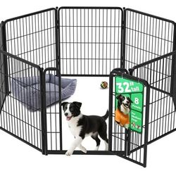 New FXW Homeplus Unleashed Indoor Dog Playpen - Stress-Free and Safe Play, Heavy Duty 32 Inch 8 Panels Dog Pen for Dogs, Black│Patent