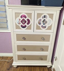 White tall wood dresser