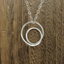 32 Inch Sterling Silver Long Rustic Twisting Abstract Pendant Necklace