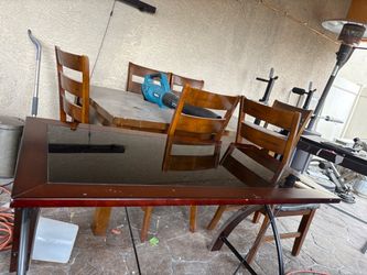 Wooden glass table