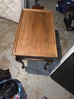 Wood End Table with Pull-Out Extensions