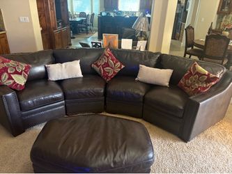 Italian leather curved couch