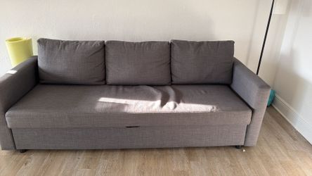 Grey Pull-Out Sleeper Sofa with Storage – Converts to Bed