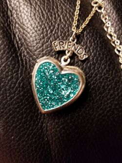 Friends blue heart locket necklace