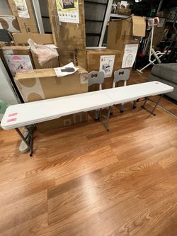 Folding Plastic Bench with Metal Legs