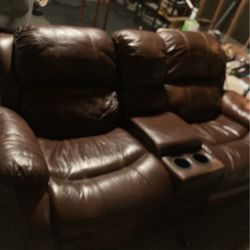 Love Seat Leather Dual Rocker Recliner