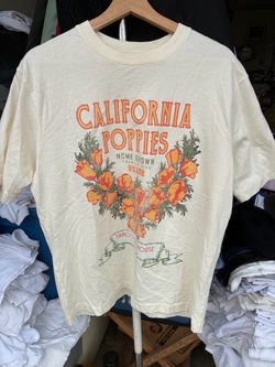 FREE PEOPLE Small Harvest Vintage Wash Tee in California Poppies Size Small