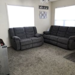 Tulen Gray Manual Reclining Sofa & Loveseat