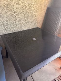 Black glass table