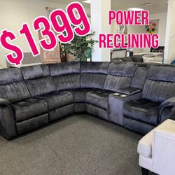 Power Reclining Grey Sectional 