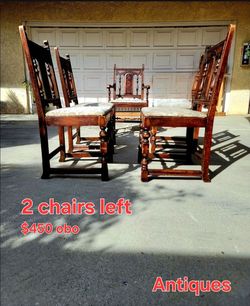 2 Antique dining chairs possible 1800s according to craftsmanship