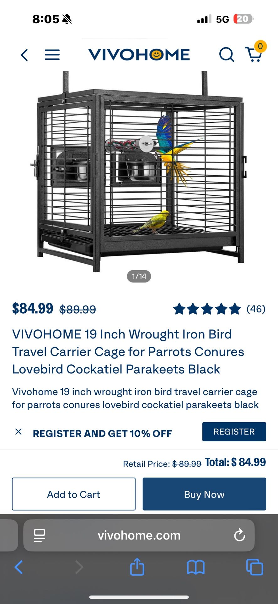 Travel Bird Carrier Cage