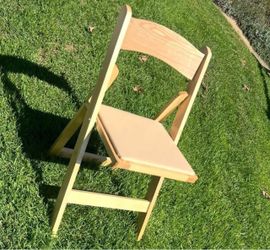 For Sale Only Natural Wood Folding Chairs with Vinyl Padded Seat