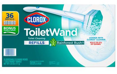 Clorox ToiletWand Disposable Toilet Cleaning System, Rainforest Rush, 1 Wand & 36 Refills
