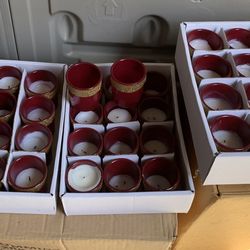 38 Red Glass VotiveCandles With Holders