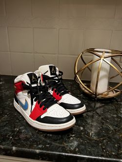 Air Jordan 1 Mid Sail Red Black Blue (size 7.5) “ Trades Are Available”