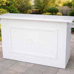 Portable Event Bar – 5ft White Wedding & Party Bar | Fold-Out Side Shelves | $700