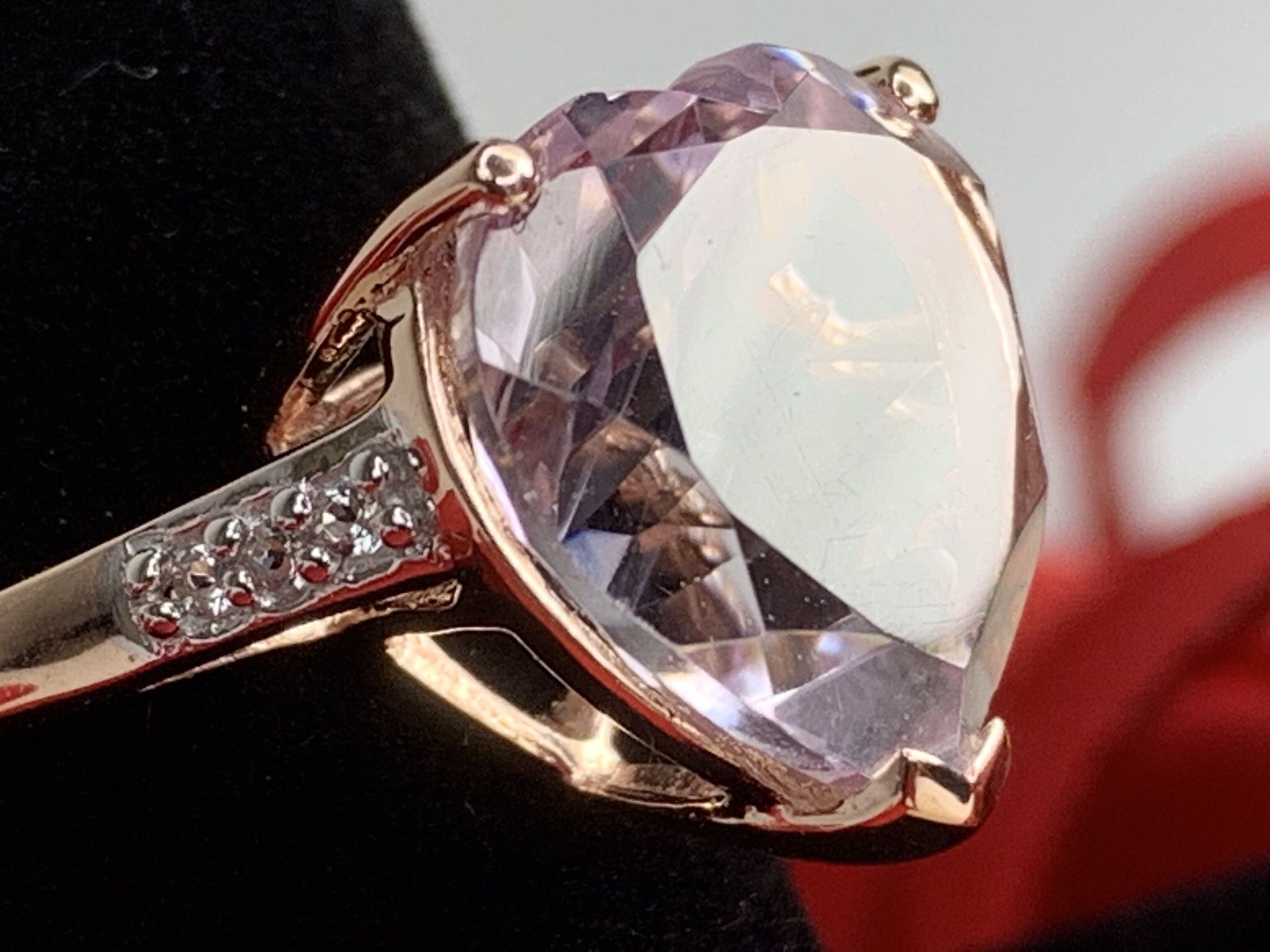 2.42ct Heart Shaped Morganite With Diamond Accents 10k Rose Gold Ring - Morganita en forma de corazón con detalles de diamantes Anillo de 10k oro rosa