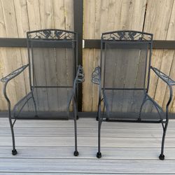2 Wrought Iron Chairs Vintage Meadowcraft