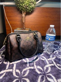 Coach Rowan Satchel in Dark Brown / Black Signature Canvas – Gold Hardware