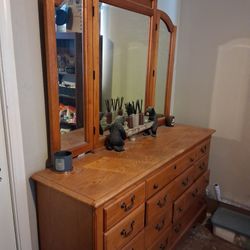Old Oak Dresser with Bifold Mirrors