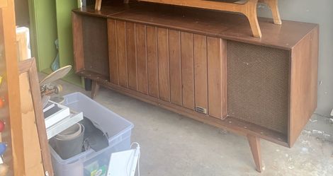 Mid century record console
