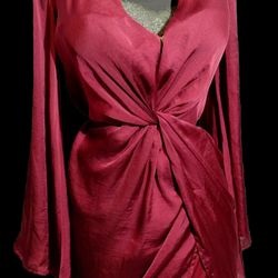 Pretty Cranberry Red Satin Holiday Dress Size Small