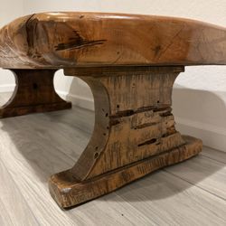 Rustic Solid Wood Live-Edge Coffee Table / Bench