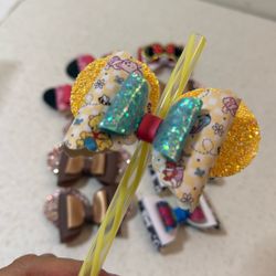 Bows For Tumbler Straw (handmade) Faux Leather, Unique, Mickey Ears, Disney 
