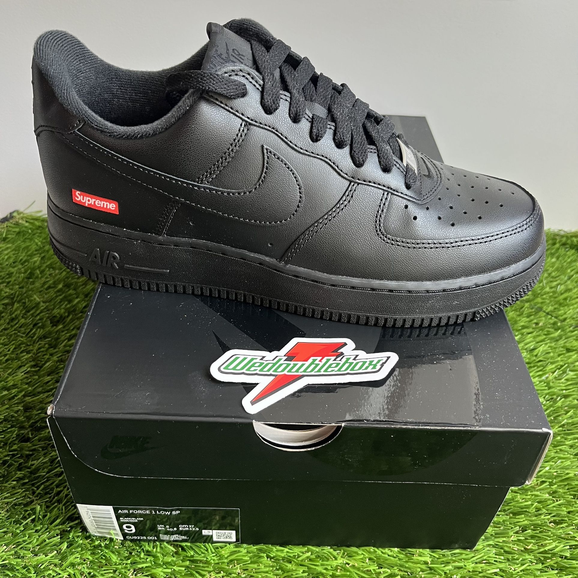 Nike x Supreme Air Force 1 Low Size 9 Mens Shoes Sneakers Black SP Box Logo