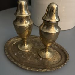 2 Matching Brass Salt & Pepper Shakers
