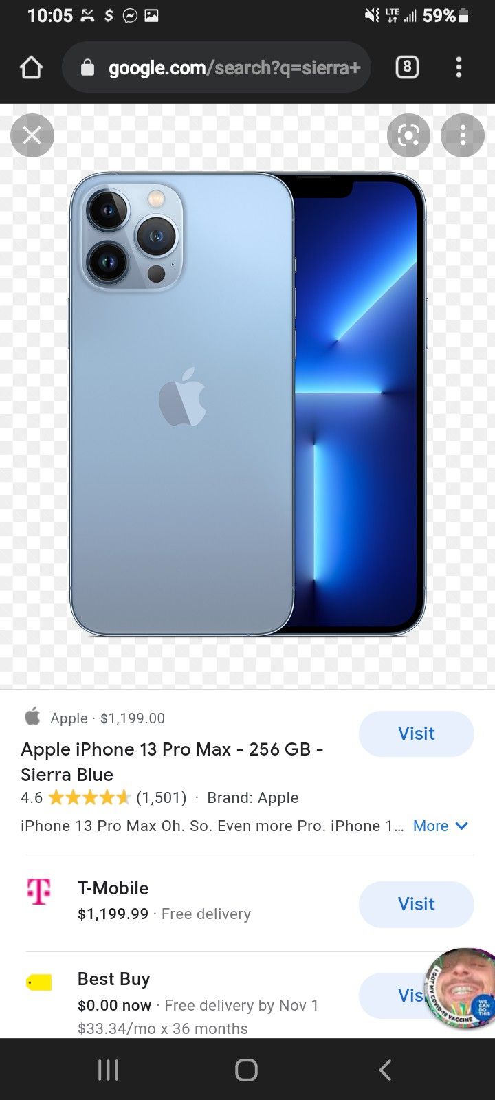 IPhone 13 Promax 256 Sierra Blue