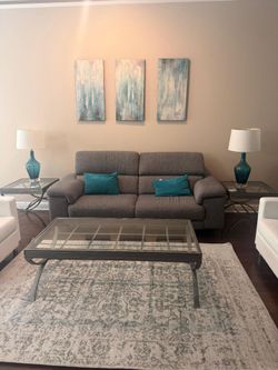 Sofa set with center and side tables