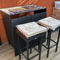 Brand New bar Set With 2 Stools And Cushions