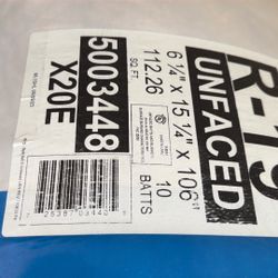 NIP Leftover 112Sq Ft R19 15 Inch Unfaced INSULATION 