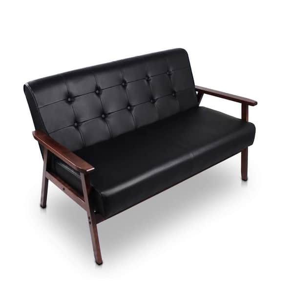 Black Modern PU Leather Sofa