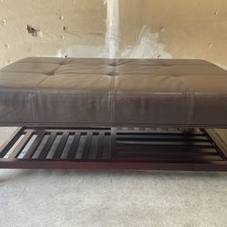 Brown Leather Ottoman