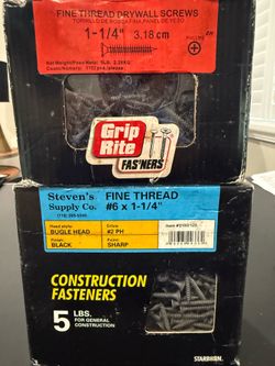 2- 5 lb boxes 1 1/4” drywall screws NEW