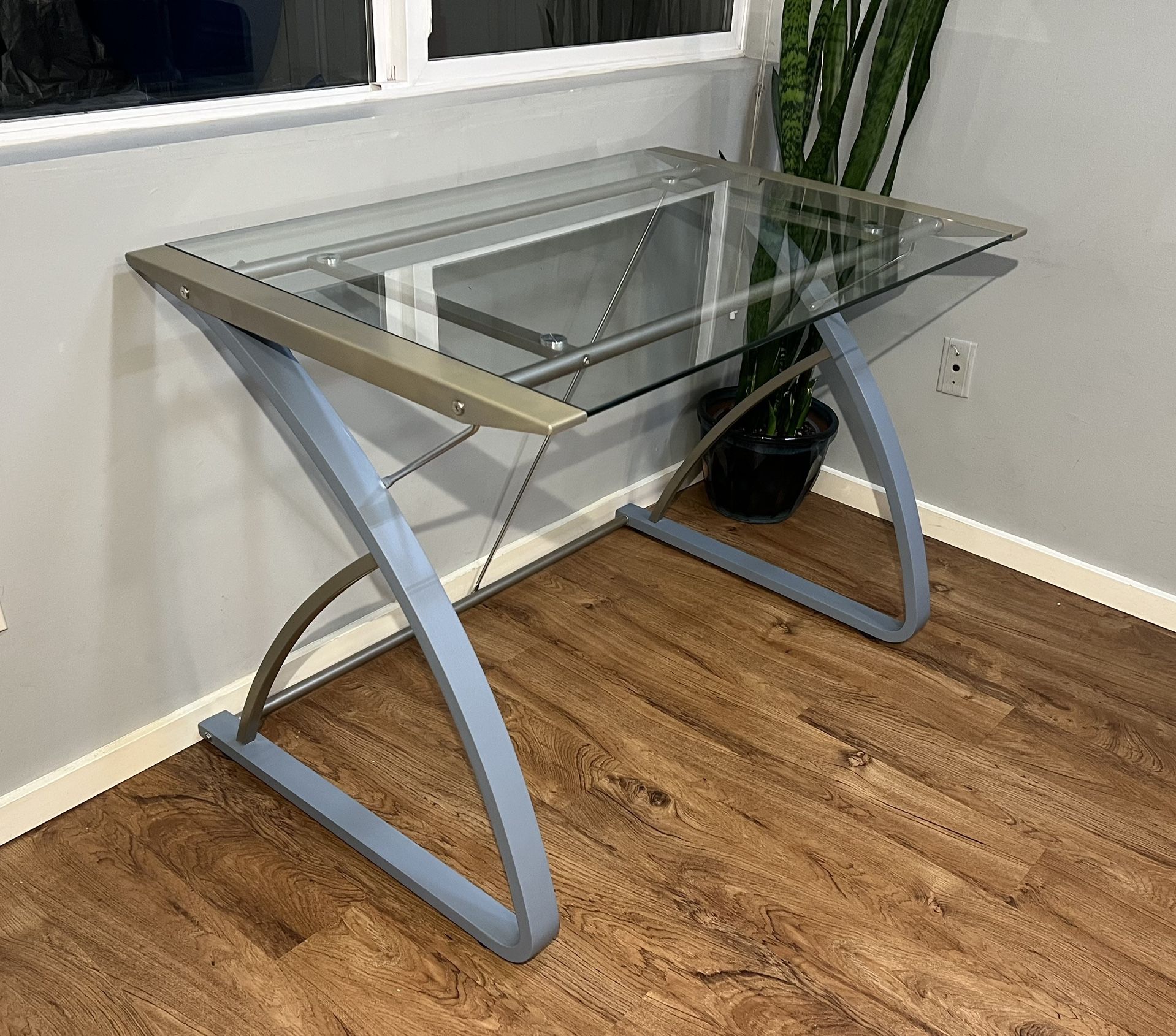 Glass Table Top Desk for Office/Living Room