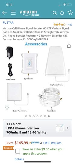 Verizon Cell Phone Signal Booster 4G LTE Verizon Signal Booster Amplifier 700mhz Band13 Straight Talk Verizon Cell Phone Booster Repeater 4G Network