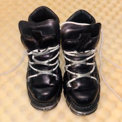 New Rock Black Leather Boots